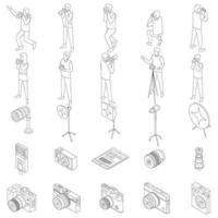 ícones de equipamento de fotógrafo definir contorno vetorial vetor