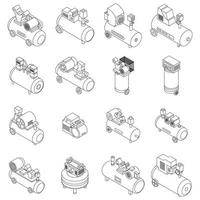 ícones de compressor de ar definir contorno vetorial vetor