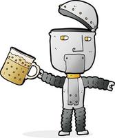robô de desenho animado bebendo cerveja vetor