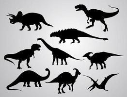 conjunto de silhueta de dinossauro