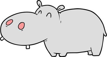 hipopótamo de desenho animado de estilo de cor plana vetor
