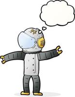 astronauta de desenho animado com balão de pensamento vetor
