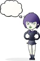 garota vampira bonita dos desenhos animados com balão de pensamento vetor
