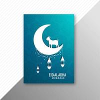 cartão tradicional eid al adha mubarak com cabra e lua vetor