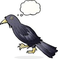 corvo de desenho animado com balão de pensamento vetor