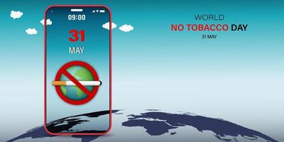 nenhum alerta do dia do tabaco no smartphone vetor