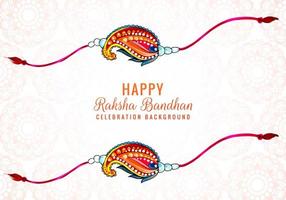 rakhi decorado para o festival indiano raksha bandhan design de cartão vetor