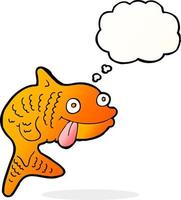 peixe de desenho animado com balão de pensamento vetor