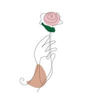 design de arte de linha de vetor de flor de mão rosa
