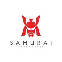 vetor de design de logotipo de cabeça de samurai. modelo de logotipo de guerreiro samurai