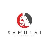 vetor de design de logotipo de cabeça de samurai. modelo de logotipo de guerreiro samurai