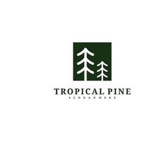 modelo de vetor de design de logotipo de árvore de pinho, ilustração de conceitos de logotipo de floresta tropical.