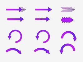 setas de gradiente roxas sortidas vetor
