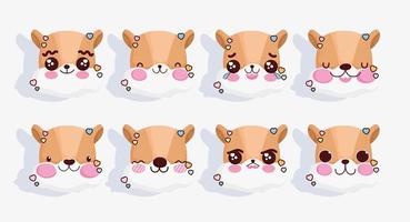 conjunto de emojis de raposa kawaii