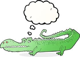 crocodilo de desenho animado com balão de pensamento vetor