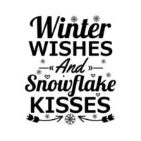 desejos de inverno e arquivo vetorial de beijos de floco de neve vetor