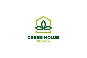 ilustração em vetor de design de logotipo de casa verde planta