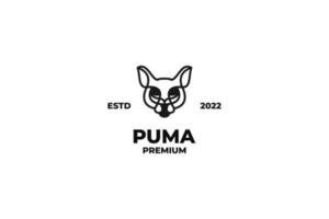 vetor de design de logotipo de cabeça de puma plana