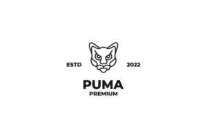 vetor de design de logotipo de cabeça de puma plana