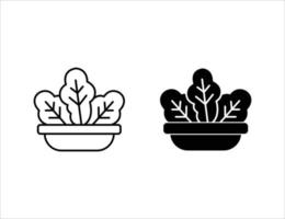 ícone de salada. ícone de contorno e ícone sólido vetor