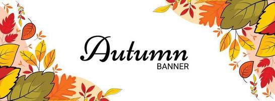 banner de outono com fundo de folhas de outono sazonais vetor