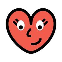 coração vermelho com cara engraçada no estilo moderno funky.ilustração vetorial vetor