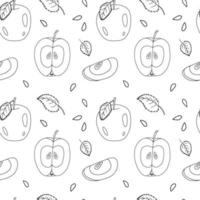 doodle padrão sem emenda de maçã. padrão de fatia de maçãs desenhada de mão vetor