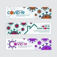 conjunto de banner de coronavírus covid-19 vetor