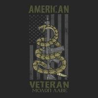 símbolo patriótico de veterano americano com cobra ao redor da arma vetor