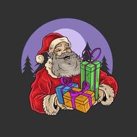 Papai Noel segurando presentes coloridos vetor