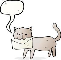 gato de desenho animado carregando carta com balão vetor
