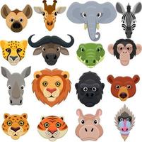 coleção de desenhos animados de cabeça de animal fofo vetor