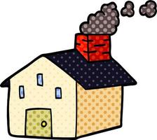 casa de desenho animado com chaminé de fumar vetor