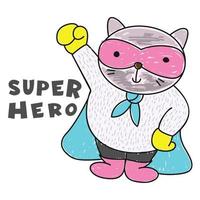 gato super-herói mão desenhada
