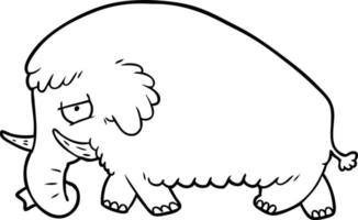 desenho de linha de desenho animado mamute vetor