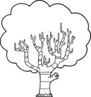 árvore de desenho de linha de desenho animado vetor