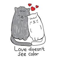 o amor não vê cor casal gato vetor