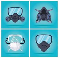 máscaras de biossegurança e acessórios de proteção para proteção bucal vetor