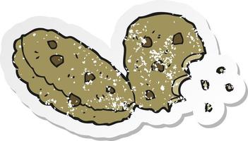 adesivo retrô angustiado de biscoitos de desenho animado vetor