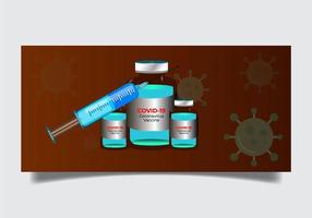 conjunto de frasco e seringa de vacina para coronavírus vetor