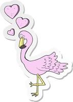 adesivo de um desenho animado flamingo apaixonado vetor