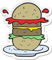 adesivo de um hambúrguer de desenho animado vetor