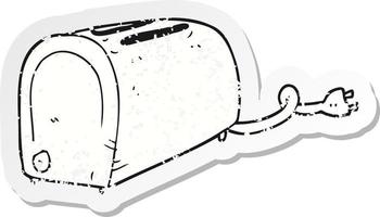 adesivo retrô angustiado de uma torradeira de desenho animado vetor