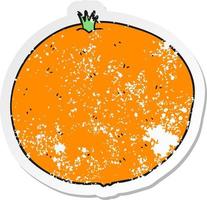 adesivo retrô angustiado de uma laranja de desenho animado vetor
