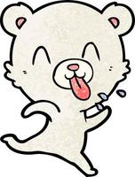 urso polar de desenho animado rude com a língua para fora vetor