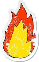 adesivo retrô angustiado de um incêndio de desenho animado vetor