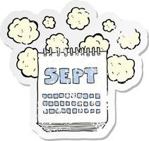 adesivo retrô angustiado de um calendário de desenho animado mostrando o mês de setembro vetor