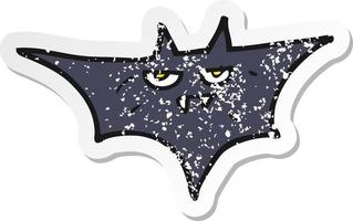 adesivo retrô angustiado de um morcego de halloween de desenho animado vetor