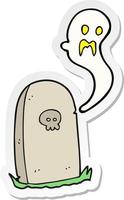 adesivo de um fantasma de desenho animado saindo do túmulo vetor