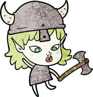 linda garota elfa viking de desenho animado vetor